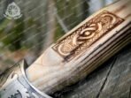 Viking Bearded Axe — Hand-Forged Damascus, 19″ Overall, Birch Wood Handle, Leather Blade Cover - view 2