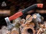 Viking Bearded Axe — Hand-Forged Damascus, 18" Overall, Birch Wood Handle, Leather Blade Cover - Image 2
