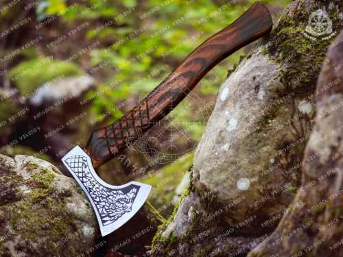 RK-355 Dragon AXE, CUSTOM MADE GIFT FORGED CARBON STEEL VIKING AXE WITH WOOD SHAFT, VIKING BEARDED CAMPING AXE, BEST BIRTHDAY, ANNIVERSARY GIFT FOR HIM