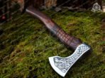 Dragon Viking Bearded Axe — Hand-Forged High-Carbon Steel, 19" Overall, Wood Handle, Leather Blade Cover - Image 3