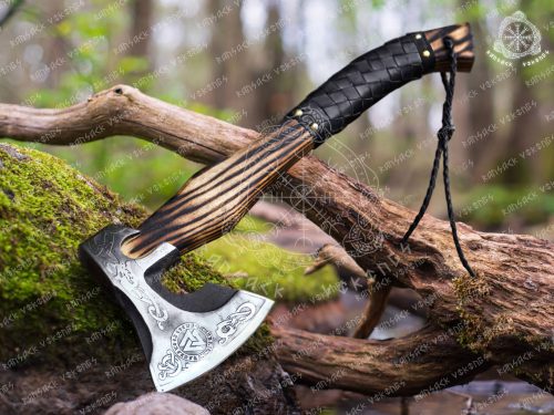 RK-352 Traveller Viking Axe, Viking axe ,Hatchet, Viking Hatchet, Viking Beared axe ,Battle axe, Birch wood, Hand Forge Axe ,Handmade Luxury Gift For Men
