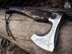 Thor Viking Bearded Axe, Hand-Forged High-Carbon Steel, 19″ Overall, Wood Handle, Leather Blade Cover - view 6