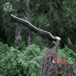 Viking Bearded Axe — Hand-Forged Damascus, 19" Overall, Rosewood Handle, Leather Blade Cover - Image 3