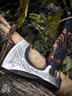 Thor Viking Bearded Axe, Hand-Forged High-Carbon Steel, 19″ Overall, Wood Handle, Leather Blade Cover - view 7