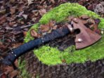 Viking Battle Axe — Hand-Forged Damascus, 19" Overall, Birch Wood Handle, Leather Blade Cover (RK-363) - Image 8