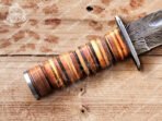 Damascus Gut Hook Hunting Knife — Hand-Forged, Leather Sheath - Image 4