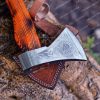RK-349 ONE Axe, Viking axe ,Hatchet, Viking Hatchet, Viking Bearded axe ,Battle axe, Birch wood, Etched Blade leather Wrap on Wood Handle For Wood Chopping - Image 4