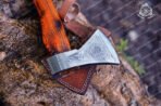 Viking Bearded Axe — Hand-Forged Damascus, 18" Overall, Birch Wood Handle, Leather Blade Cover - Image 4