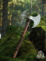 Viking Axe — Hand-Forged High-Carbon Steel, 19" Overall, Ash Wood Handle, Leather Blade Cover - Image 5