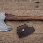 Emberbeard Hand Forged Damascus Viking Bearded Axe | 19 Inch | Rosewood Handle with Leather Blade Cover and Gift Box | Norse Bushcraft Collector Gift | RK-361