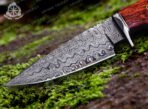 Damascus Skinner Knife — Hand-Forged, 9.7" Overall, Walnut Handle, Leather Sheath (RK-362) - Image 3