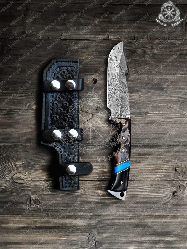 RK-360 Damascus Hunting Knife, Gut Hook fishing Damascus Fixed Blade Knife, Damascus Gut Hook Knife, Damascus Ka bar Knife Hand Made Knives Gifts For Men USA