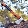 RK-349 ONE Axe, Viking axe ,Hatchet, Viking Hatchet, Viking Bearded axe ,Battle axe, Birch wood, Etched Blade leather Wrap on Wood Handle For Wood Chopping - Image 5