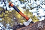 Viking Bearded Axe — Hand-Forged Damascus, 18″ Overall, Birch Wood Handle, Leather Blade Cover - view 5