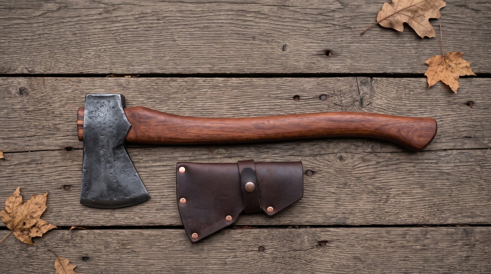 423 (7) Rosethane Hand Forged High Carbon Steel Viking Bearded Axe | 19 Inch | Rosewood Handle with Leather Blade Cover and Gift Box | Norse Camping Gift | RK-353 - Image 1