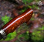 Damascus Skinner Knife — Hand-Forged, 9.7" Overall, Walnut Handle, Leather Sheath (RK-362) - Image 4