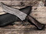 Damascus Gut Hook Hunting Knife — Hand-Forged, Wenge Wood Handle, Leather Sheath - Image 4