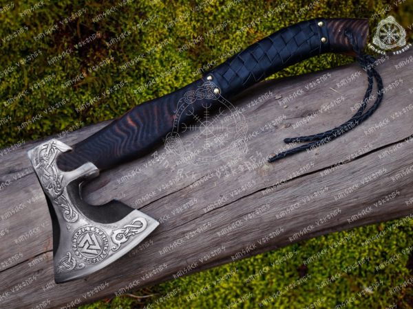 RK-351 Traveller Axe, Viking axe ,Hatchet, Viking Hatchet, Viking Beared axe ,Battle axe, Birch wood, Scandinavian style axe ,Hand Forge luxury gift for men