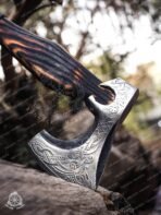 Thor Viking Bearded Axe — Hand-Forged High-Carbon Steel, 19" Overall, Wood Handle, Leather Blade Cover - Image 3