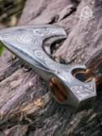 Viking Bearded Axe — Hand-Forged Damascus, 19" Overall, Birch Wood Handle, Leather Blade Cover (RK-348) - Image 4