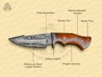 Damascus Skinner Knife — Hand-Forged, 9.7" Overall, Walnut Handle, Leather Sheath (RK-362) - Image 5