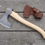 Palefrost Hand Forged Damascus Viking Bearded Axe | 19 Inch | Birch Wood Handle with Leather Blade Cover and Gift Box | Norse Collector and Wedding Gift | RK-351