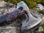 Viking Battle Axe — Hand-Forged Damascus, 19" Overall, Birch Wood Handle, Leather Blade Cover (RK-354) - Image 4