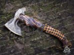 Viking Battle Axe — Hand-Forged Damascus, 19" Overall, Birch Wood Handle, Leather Blade Cover - Image 4