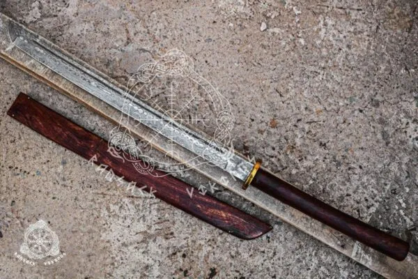 Dragon Katana Sword — Hand-Forged Damascus, Olive Wood Handle, Sheath Included - view 2