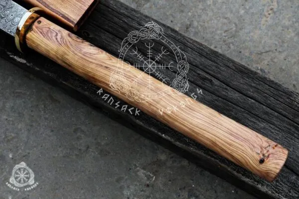 Dragon Katana Sword — Hand-Forged Damascus, Olive Wood Handle, Sheath Included (RK-345) - view 2