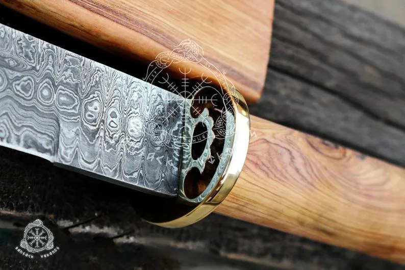 Dragon Katana Sword — Hand-Forged Damascus, Olive Wood Handle, Sheath Included (RK-345) - view 3