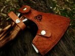 Viking Bearded Axe — Hand-Forged High-Carbon Steel, 19" Overall, Rosewood Handle, Leather Blade Cover - Image 2