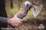 Viking Bearded Axe — Hand-Forged High-Carbon Steel, 19" Overall, Rosewood Handle, Leather Blade Cover - Image 3