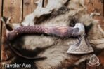 Viking Bearded Axe — Hand-Forged High-Carbon Steel, 19" Overall, Rosewood Handle, Leather Blade Cover - Image 4