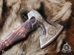 Viking Bearded Axe — Hand-Forged High-Carbon Steel, 19" Overall, Rosewood Handle, Leather Blade Cover - Image 5