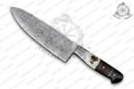 Damascus Santoku Chef Knife — Hand-Forged, Buffalo Horn Handle, Leather Sheath - Image 2