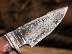 Damascus Skinner Knife — Hand-Forged, 9.7" Overall, Walnut Handle, Leather Sheath - Image 2