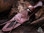Damascus Skinner Knife — Hand-Forged, 9.7" Overall, Walnut Handle, Leather Sheath - Image 3