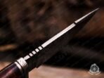 Damascus Skinner Knife — Hand-Forged, 9.7" Overall, Walnut Handle, Leather Sheath - Image 5