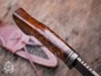 Damascus Skinner Knife — Hand-Forged, 9.7" Overall, Walnut Handle, Leather Sheath - Image 6