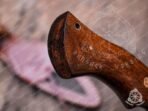 Damascus Skinner Knife — Hand-Forged, 9.7" Overall, Walnut Handle, Leather Sheath - Image 7