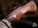 Damascus Skinner Knife — Hand-Forged, 9.7" Overall, Walnut Handle, Leather Sheath - Image 8