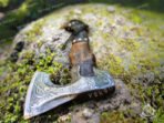 Viking Bearded Axe, Hand-Forged High-Carbon Steel, 19″ Overall, Birch Wood Handle, Leather Blade Cover - view 2