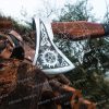 RK-349 ONE Axe, Viking axe ,Hatchet, Viking Hatchet, Viking Bearded axe ,Battle axe, Birch wood, Etched Blade leather Wrap on Wood Handle For Wood Chopping - Image 6
