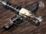 Damascus Skinner Knife — Hand-Forged, Stag Horn Handle, Leather Sheath - Image 4