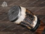 Damascus Hunting Knife — Hand-Forged, Stag Horn Handle, Leather Sheath - Image 2