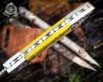 Damascus Folding Pocket Knife — Hand-Forged, Leather Sheath | Engraving Available - Image 2