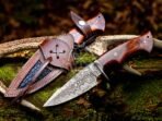 Damascus Skinner Knife — Hand-Forged, 9.7" Overall, Walnut Handle, Leather Sheath (RK-331)