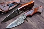 Damascus Skinner Knife — Hand-Forged, 9.7" Overall, Walnut Handle, Leather Sheath (RK-331) - Image 10