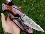 Damascus Skinner Knife — Hand-Forged, 9.7" Overall, Walnut Handle, Leather Sheath (RK-331) - Image 4